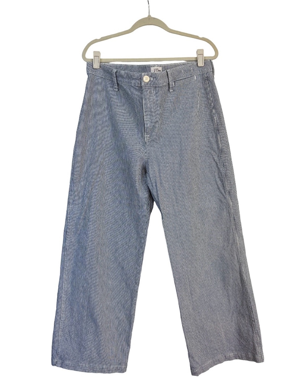 J. Crew Slim Wide Leg Sailor Pants Jeans Railroad Stripes Size 32 Tall